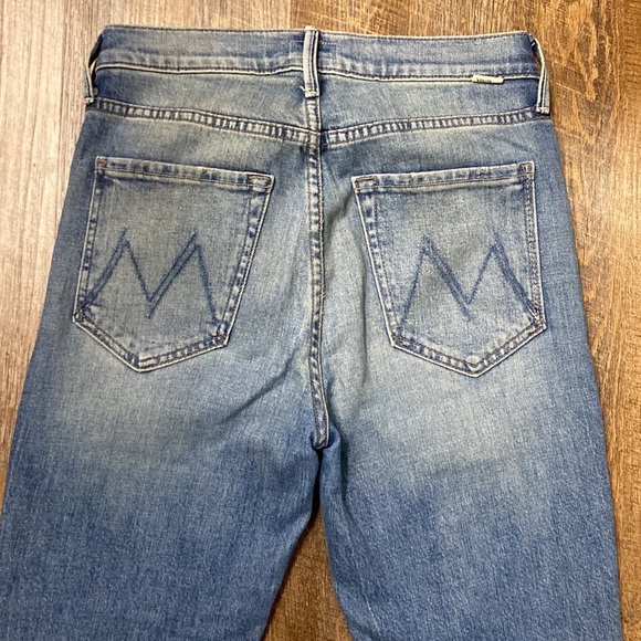 MOTHER PIXI DAZZLER ANKLE FRAY IN POPISM HIGH WAISTED RAW HEM STRAIGHT LEG SZ 26 - Picture 16 of 16